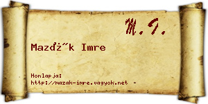 Mazák Imre névjegykártya
